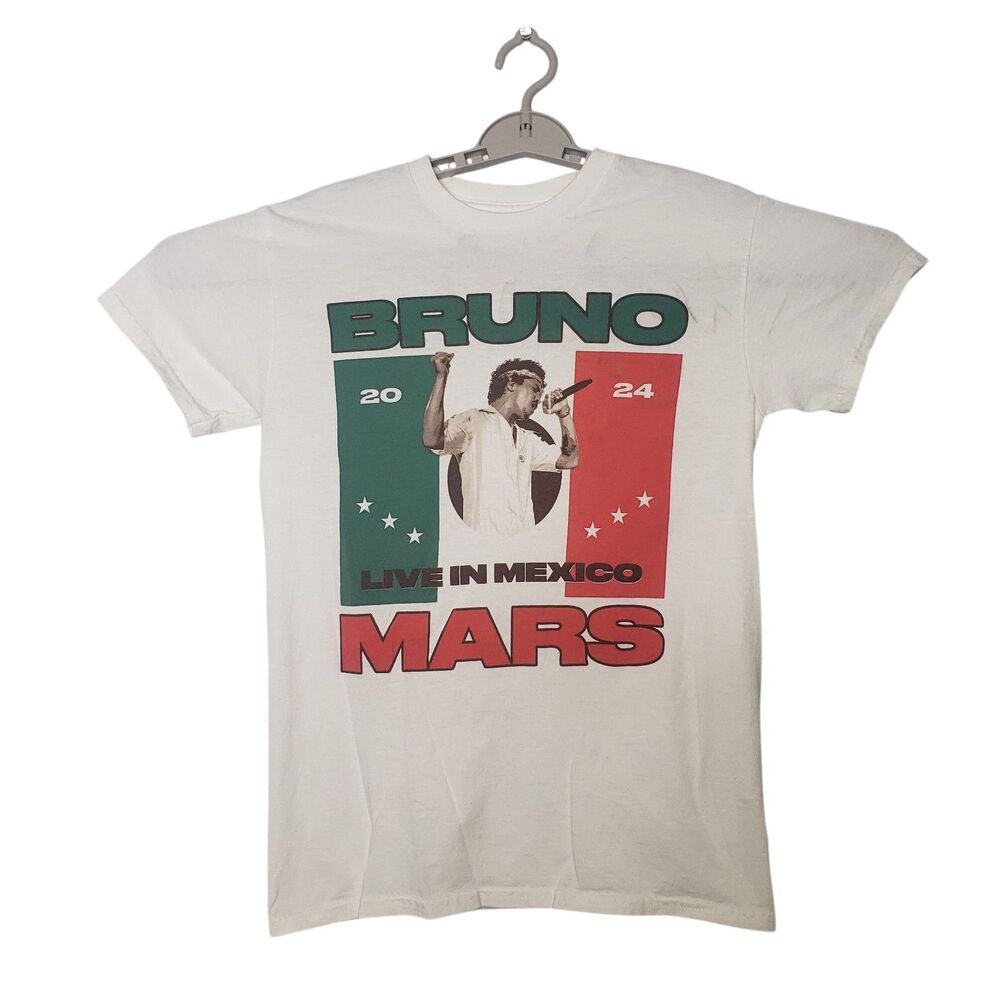 Bruno Mars Live In Mexico 2024 White Concert Tour T Shirt Mens Size Small